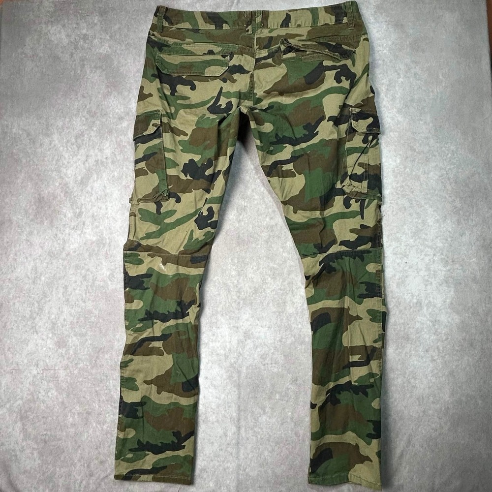 Smoke Rise Mens Camo Cargo Pants 38x34 Slim Tapered Woodland Camouflage Green - Picture 5 of 9